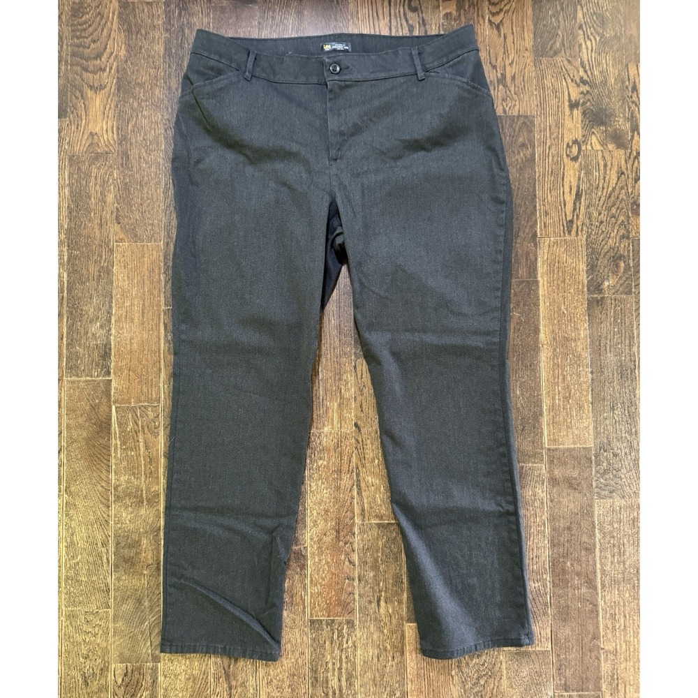 Lee Relaxed Fit Straight Leg Pants Womens 18W Gray Excellent Mid Rise Stretch